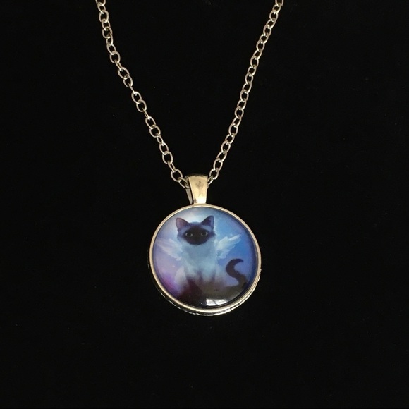 Fairy Cat Glass Pendant Chain Necklace - Picture 2 of 9